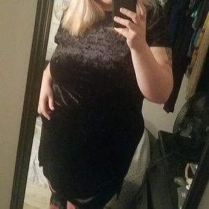 Torrid Black Crushed Velvet Mini T-shirt Dress
